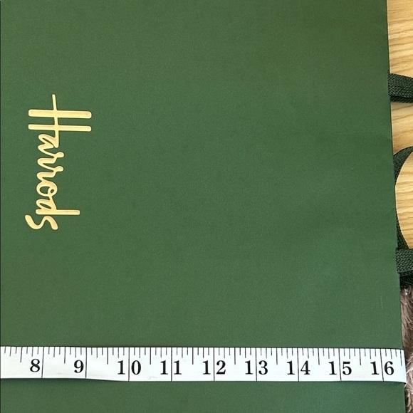 Harrods Dark Green Tote with Gold Logo - Picture 9 of 10